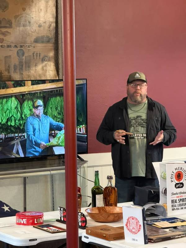 Phil from Foundation Cigars giving a presentation to the lodge about their fine cigars.